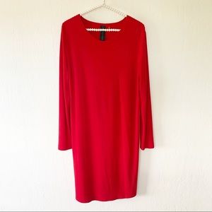 Norma Kamali Revolve Red Shift Swing Dress